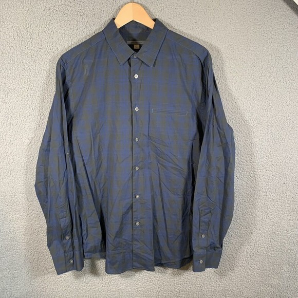 John Varvatos Mens Shirt Large Grey Cotton Lightweight Button Up Long Sleeve Top - Picture 1 of 7